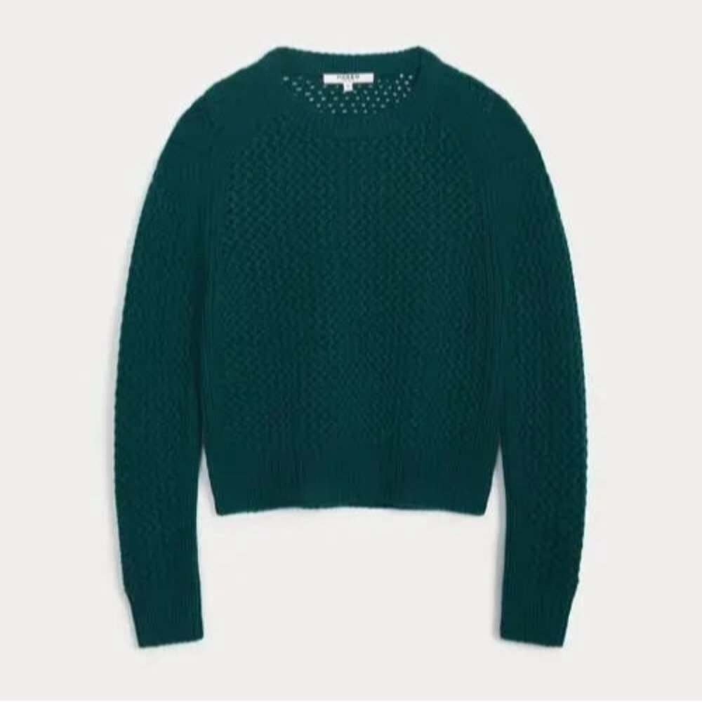 NWT Naked Cashmere Clara Crewneck in Cypress Green Honeycomb Knit Sweater XS